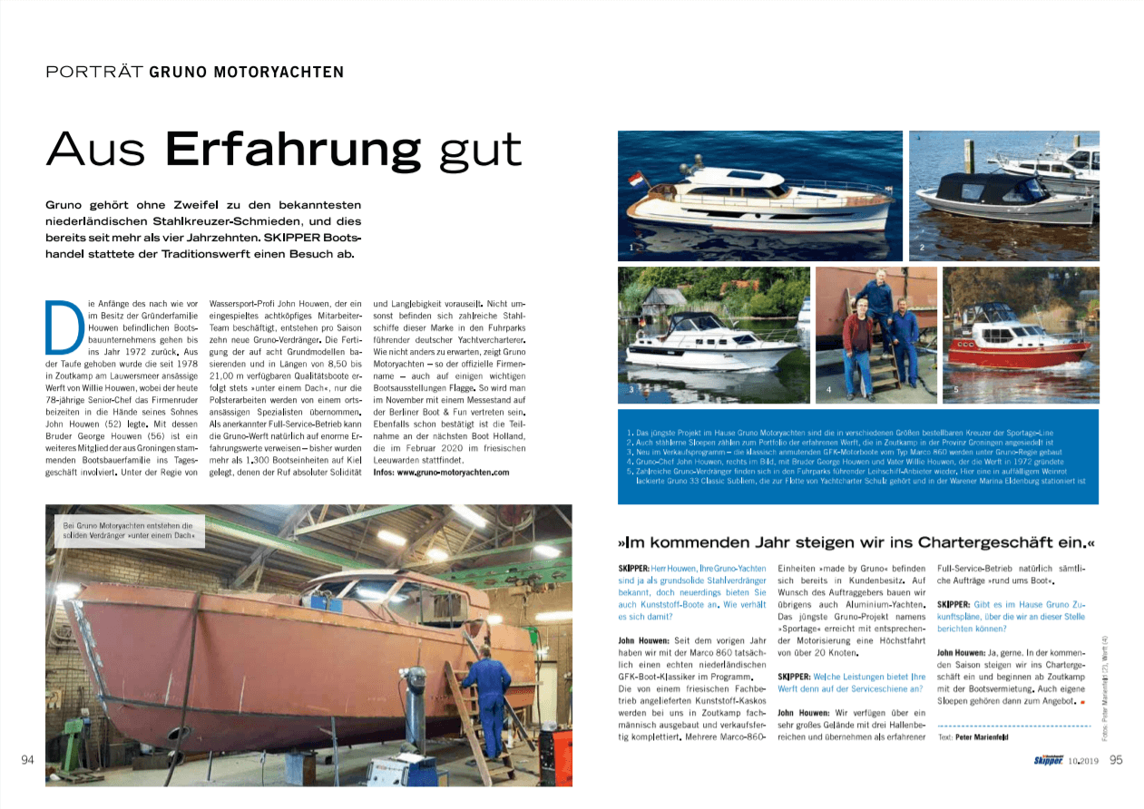 Gruno uitgelicht in Duitse blad Skipper