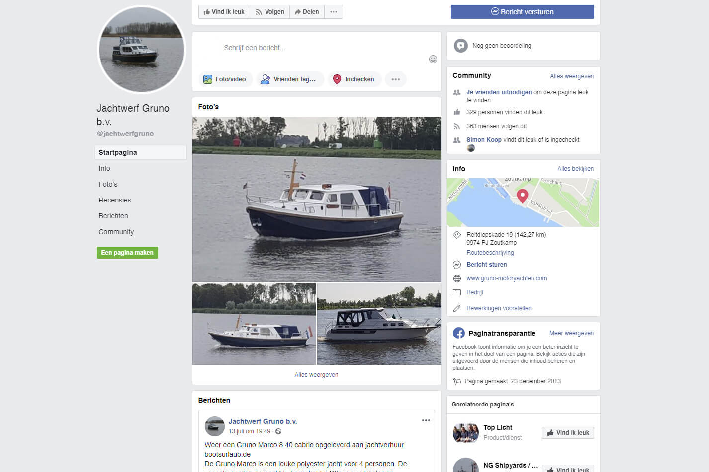 Bekijk de Facebook pagina van Gruno Motoryachten